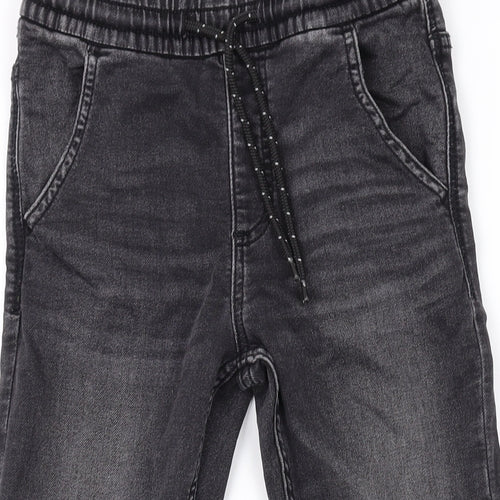 Marks and Spencer Boys Grey Cotton Tapered Jeans Size 8-9 Years L21 in Regular Drawstring