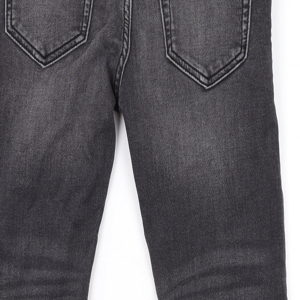 Marks and Spencer Boys Grey Cotton Tapered Jeans Size 8-9 Years L21 in Regular Drawstring