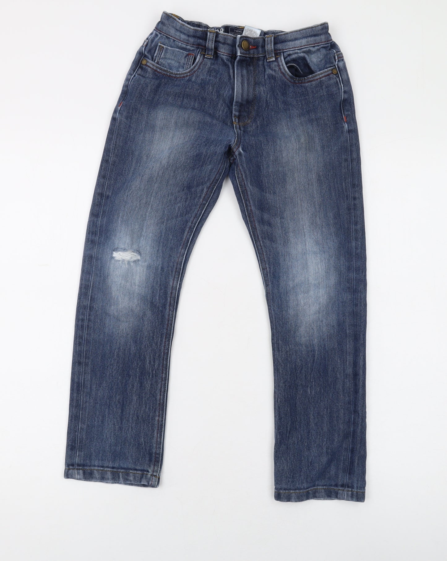 NEXT Boys Blue Cotton Skinny Jeans Size 8 Years L21 in Regular Zip