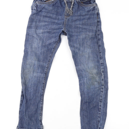Matalan Boys Blue Cotton Skinny Jeans Size 9 Months L20 in Regular Drawstring