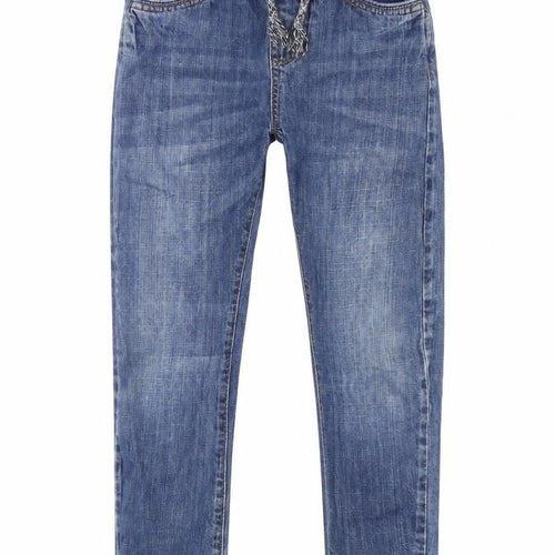 Matalan Boys Blue Cotton Skinny Jeans Size 9 Months L20 in Regular Drawstring