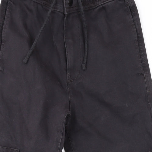 Marks and Spencer Girls Grey Cotton Cargo Trousers Size 8-9 Years L23 in Regular Zip