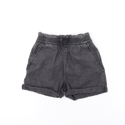 Denim & Co. Girls Grey Cotton Hot Pants Shorts Size 2-3 Years Regular Drawstring