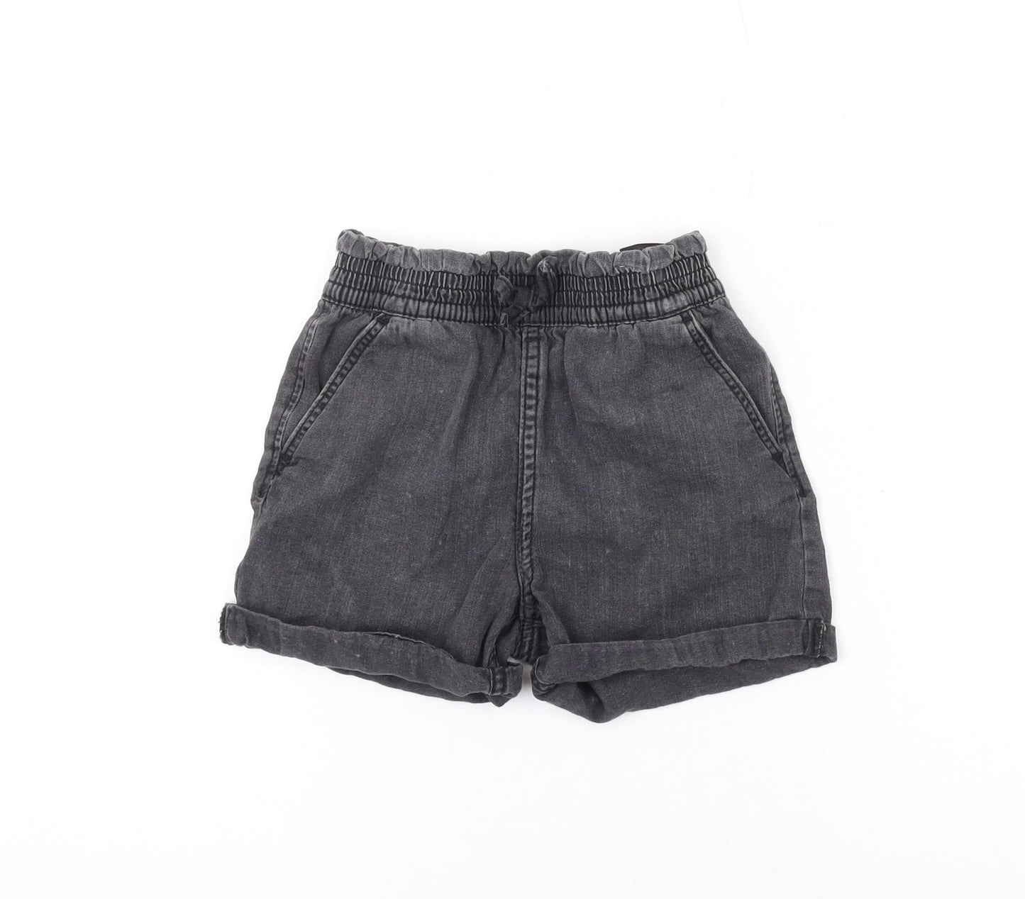 Denim & Co. Girls Grey Cotton Hot Pants Shorts Size 2-3 Years Regular Drawstring