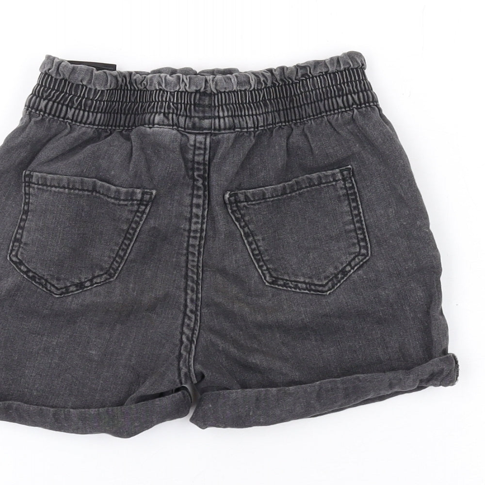 Denim & Co. Girls Grey Cotton Hot Pants Shorts Size 2-3 Years Regular Drawstring