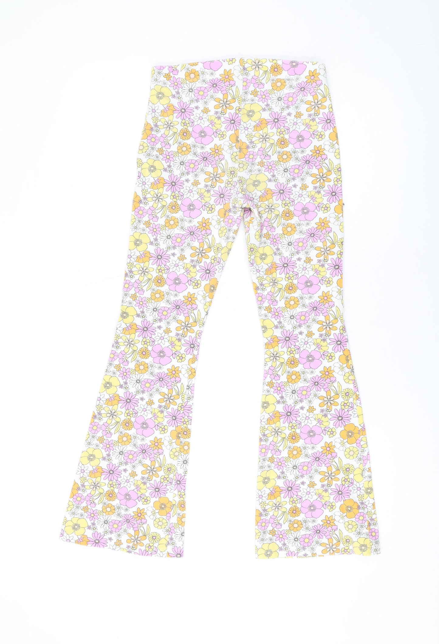 Marks and Spencer Girls Multicoloured Floral Cotton Jogger Trousers Size 12-13 Years L24 in Regular Pullover