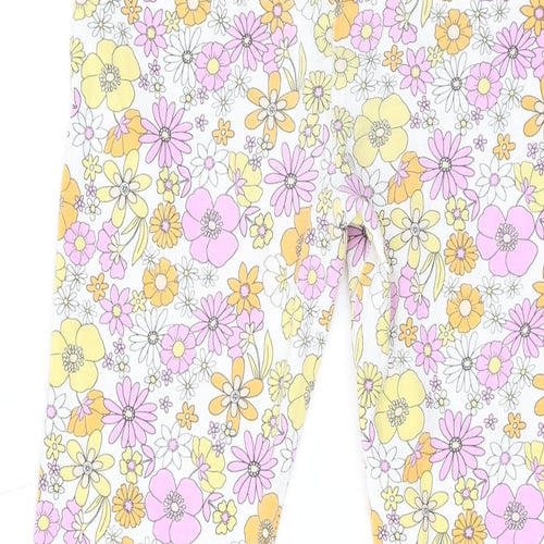 Marks and Spencer Girls Multicoloured Floral Cotton Jogger Trousers Size 12-13 Years L24 in Regular Pullover