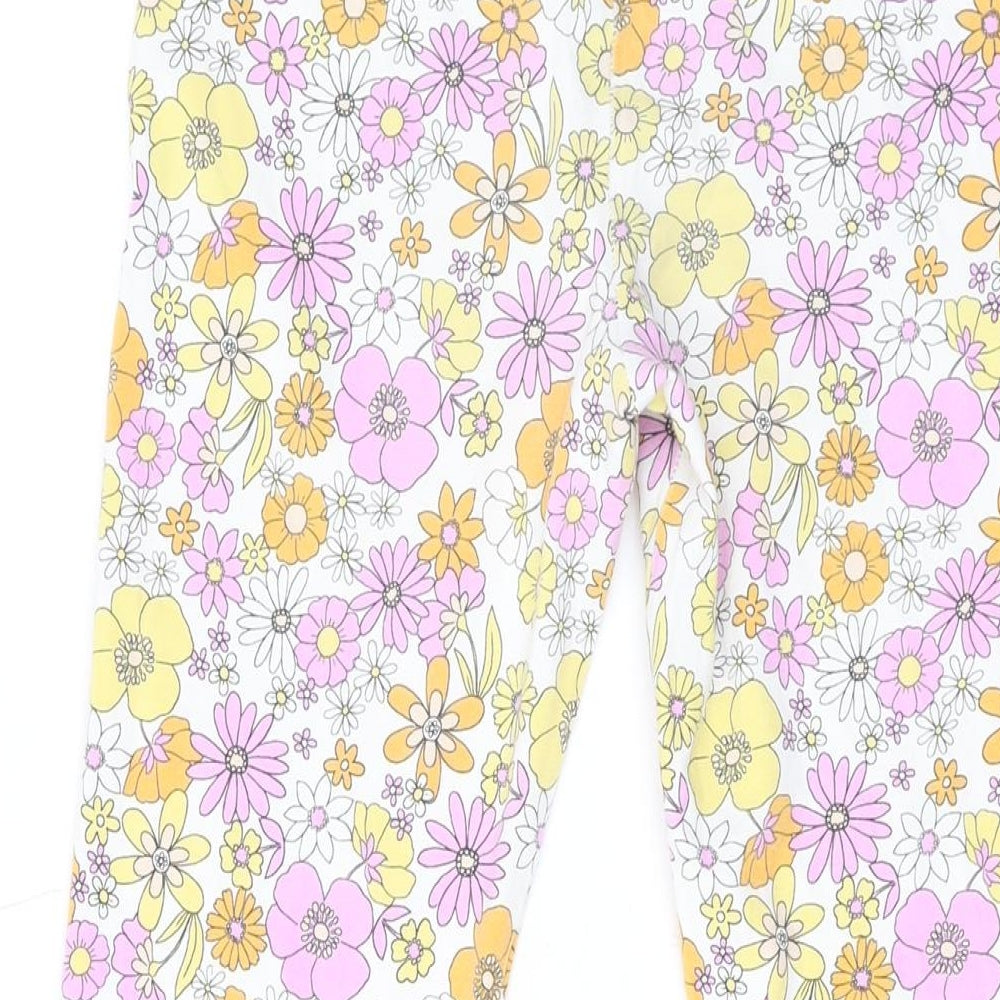 Marks and Spencer Girls Multicoloured Floral Cotton Jogger Trousers Size 12-13 Years L24 in Regular Pullover