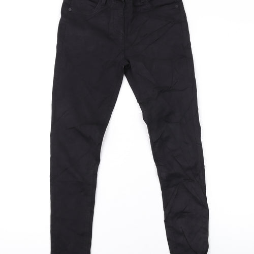 Marks and Spencer Girls Black Cotton Skinny Jeans Size 10-11 Years L23 in Regular Zip