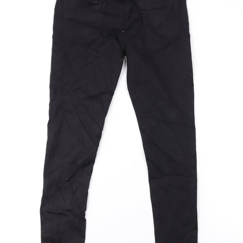 Marks and Spencer Girls Black Cotton Skinny Jeans Size 10-11 Years L23 in Regular Zip