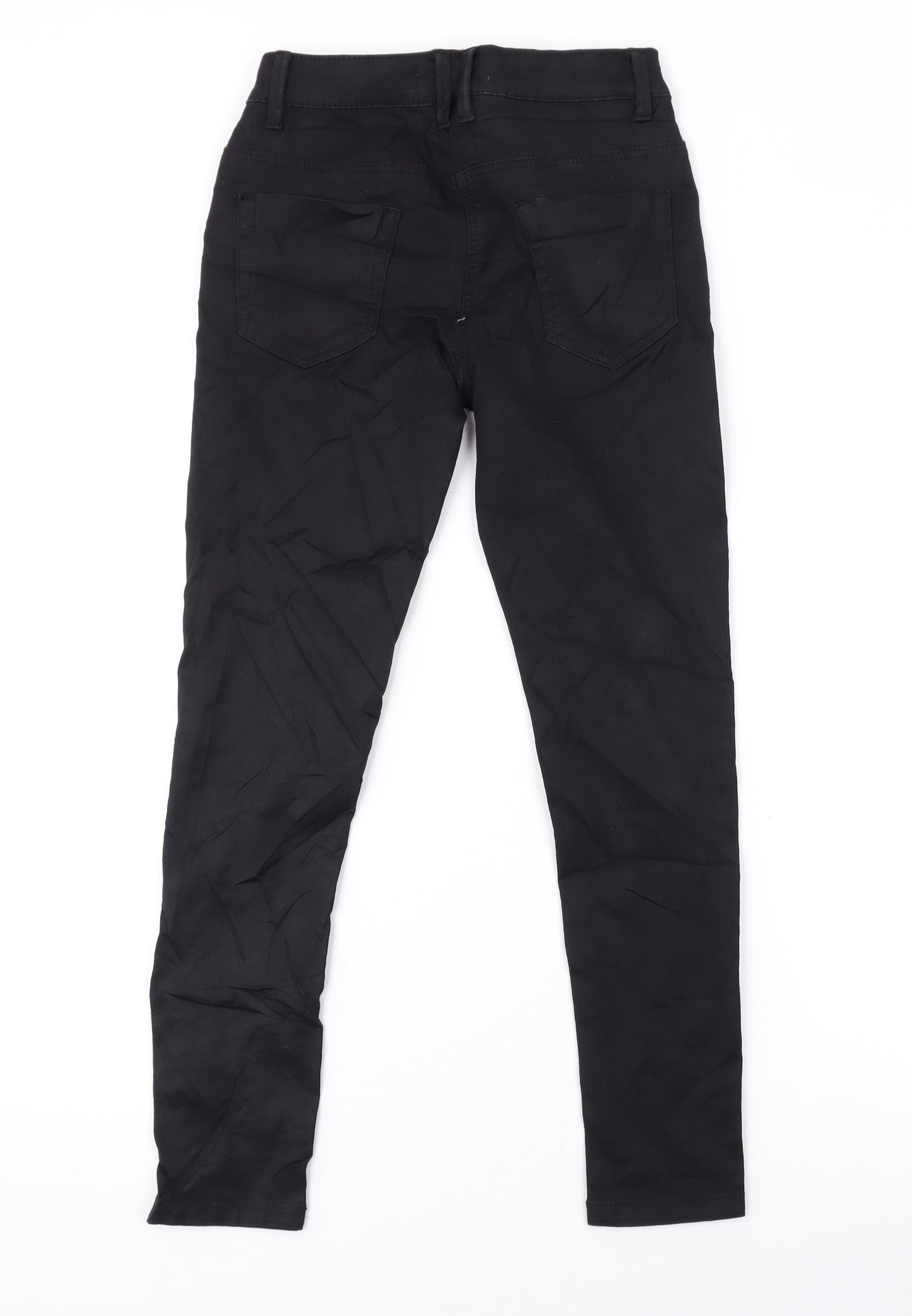 Marks and Spencer Girls Black Cotton Skinny Jeans Size 10-11 Years L23 in Regular Zip