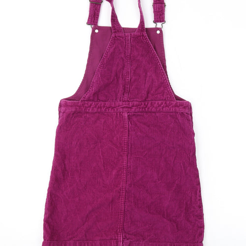John Lewis Girls Purple Cotton Pinafore/Dungaree Dress Size 12 Years Square Neck Button