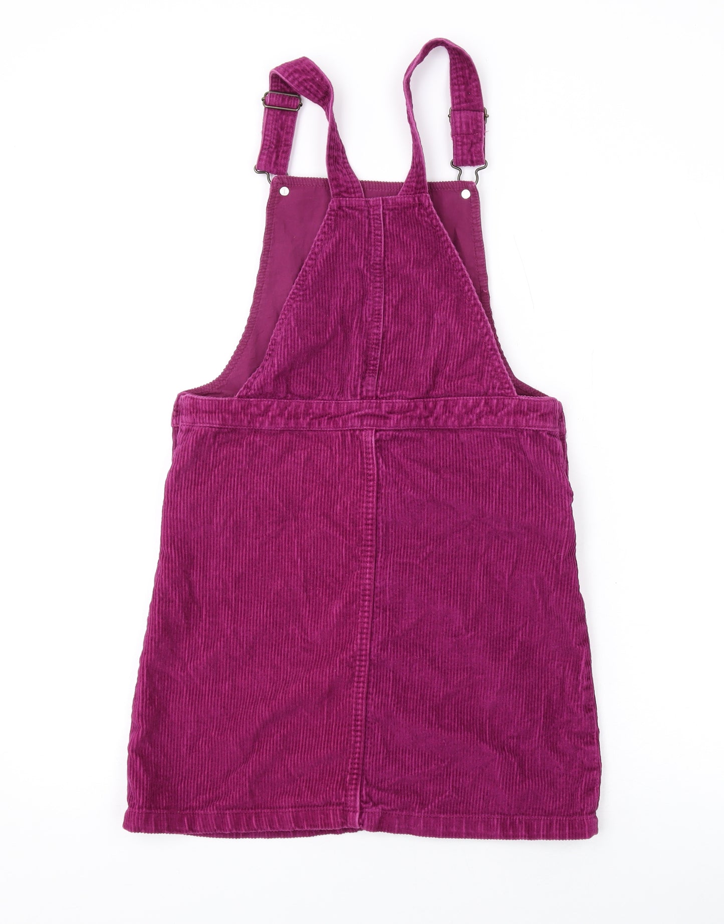John Lewis Girls Purple Cotton Pinafore/Dungaree Dress Size 12 Years Square Neck Button