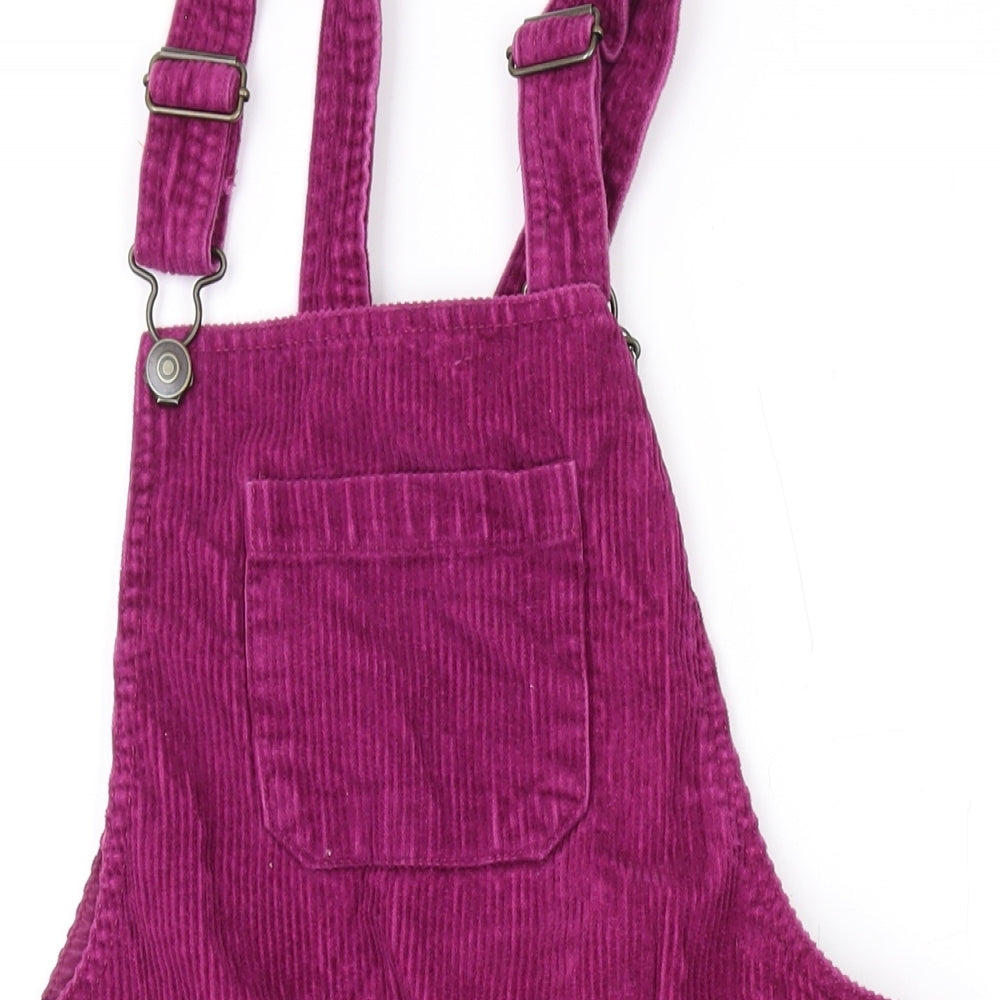 John Lewis Girls Purple Cotton Pinafore/Dungaree Dress Size 12 Years Square Neck Button