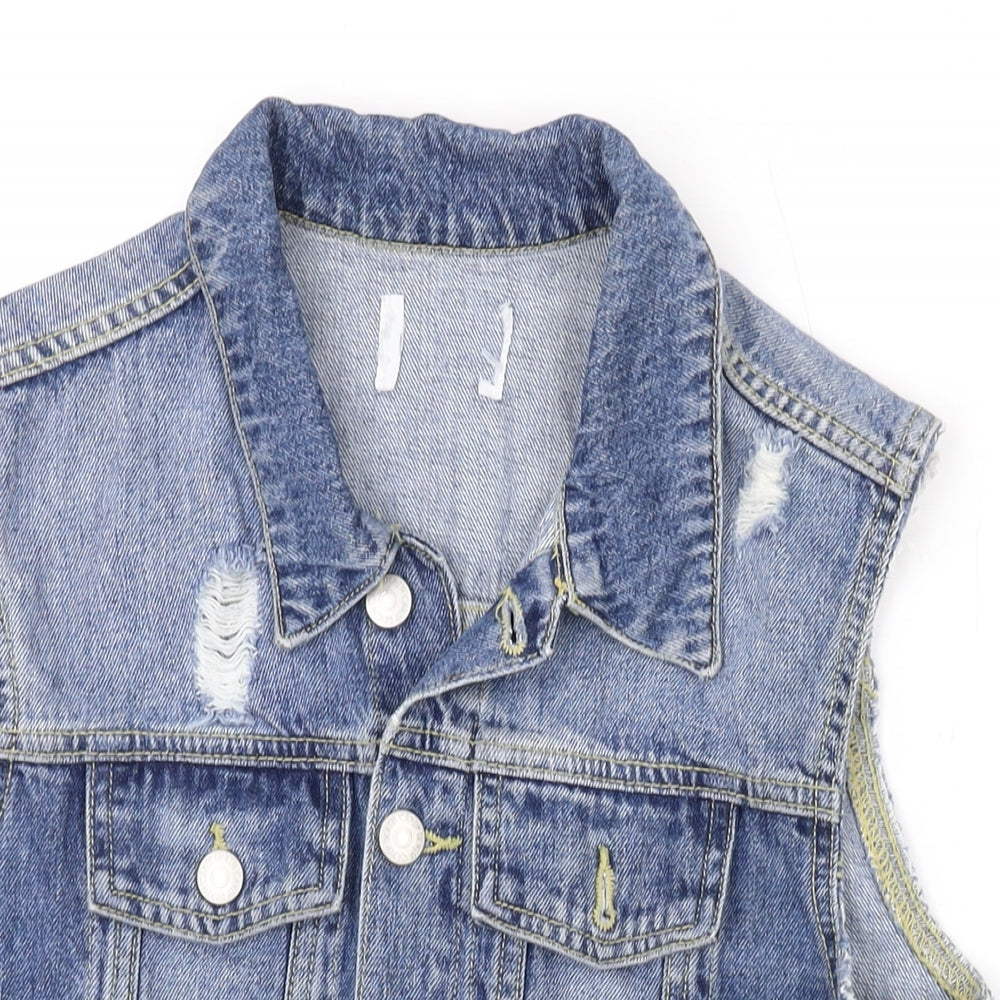 Matalan Girls Blue Jacket Waistcoat Size 15 Years Button