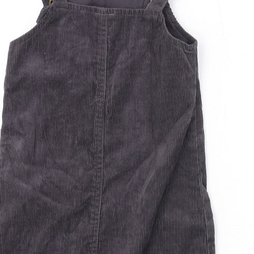 George Girls Grey Cotton Pinafore/Dungaree Dress Size 4-5 Years Square Neck Snap - Minnie Mouse