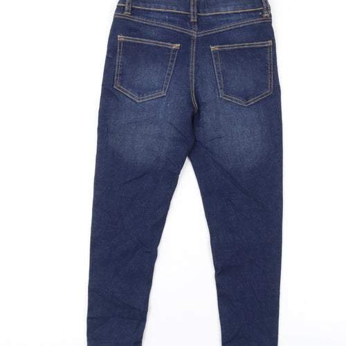 Marks and Spencer Girls Blue Cotton Skinny Jeans Size 5-6 Years Regular Button