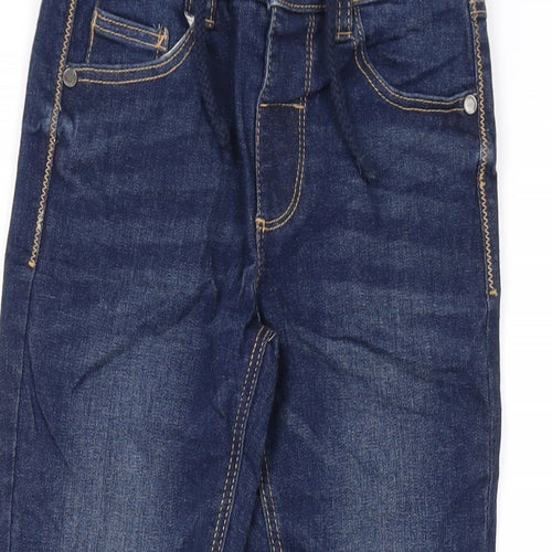 Marks and Spencer Girls Blue Cotton Skinny Jeans Size 5-6 Years Regular Button