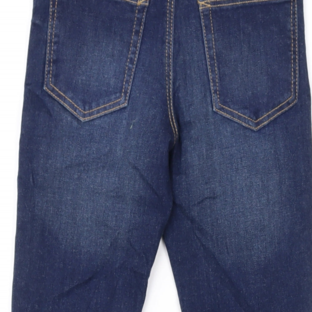 Marks and Spencer Girls Blue Cotton Skinny Jeans Size 5-6 Years Regular Button