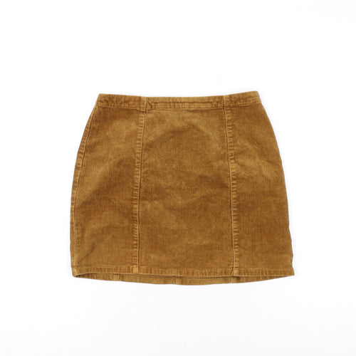 FOREVER 21 Womens Yellow Cotton Mini Skirt Size S Zip