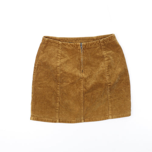 FOREVER 21 Womens Yellow Cotton Mini Skirt Size S Zip