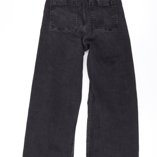 Zara Girls Grey Cotton Wide-Leg Jeans Size 13-14 Years L25 in Regular Zip