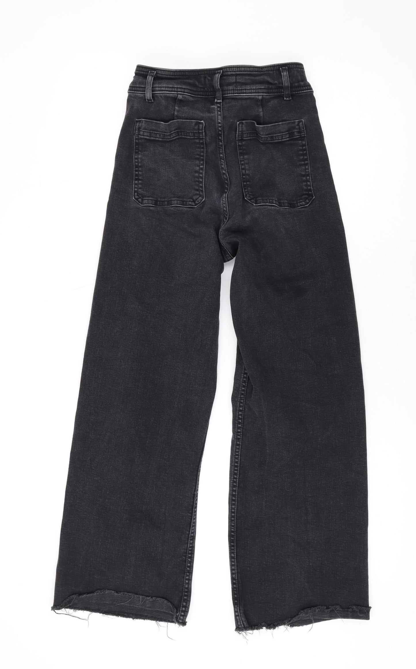 Zara Girls Grey Cotton Wide-Leg Jeans Size 13-14 Years L25 in Regular Zip