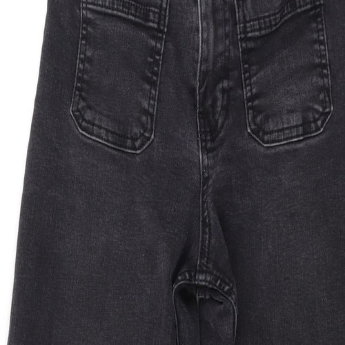 Zara Girls Grey Cotton Wide-Leg Jeans Size 13-14 Years L25 in Regular Zip