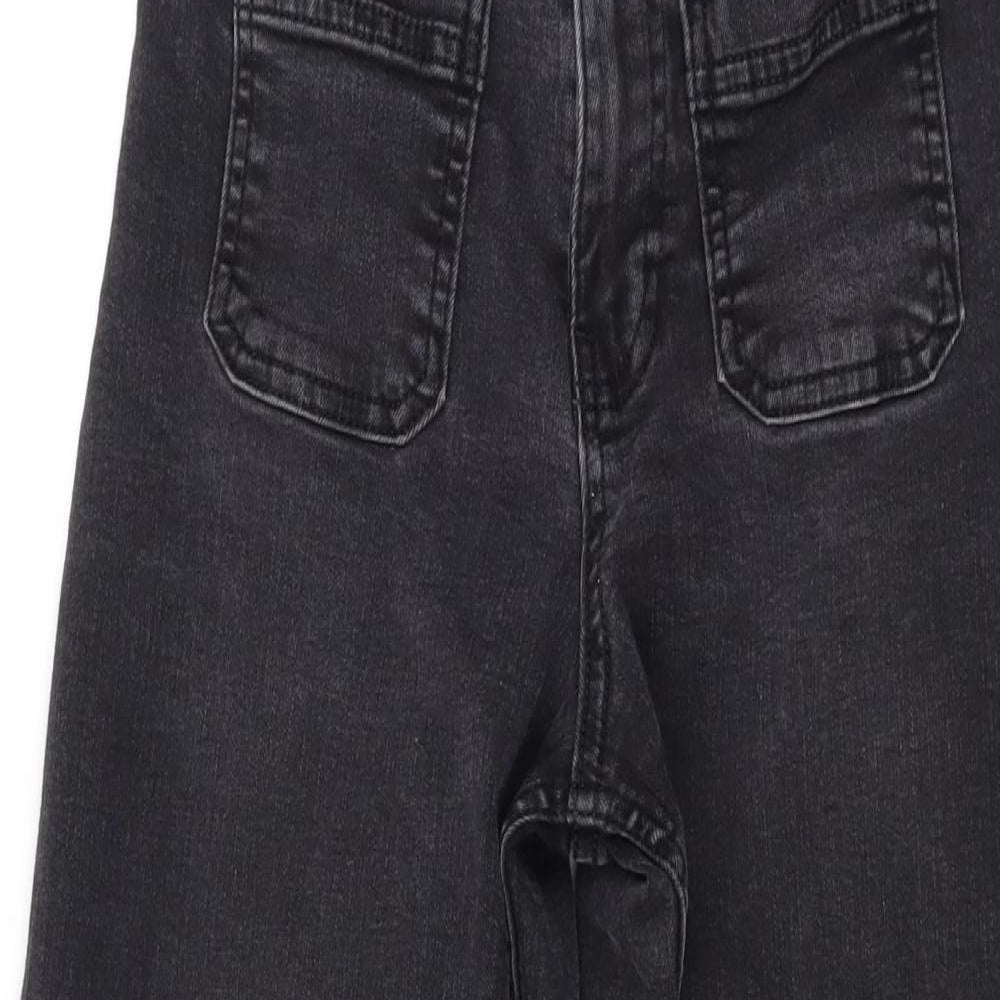 Zara Girls Grey Cotton Wide-Leg Jeans Size 13-14 Years L25 in Regular Zip