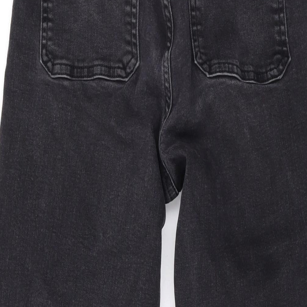 Zara Girls Grey Cotton Wide-Leg Jeans Size 13-14 Years L25 in Regular Zip