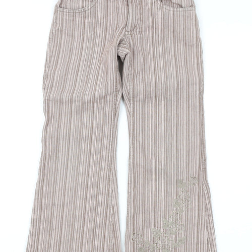 Pumpkin Patch Girls Pink Striped Cotton Dress Pants Trousers Size 7 Years L20 in Regular Zip - Embroidery