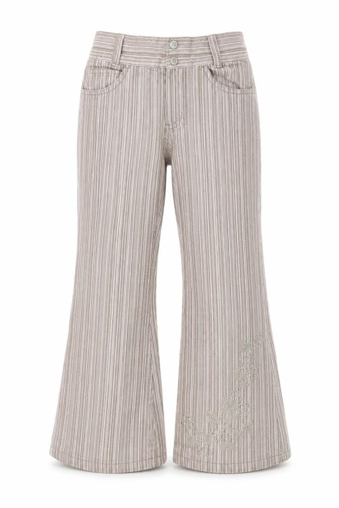 Pumpkin Patch Girls Pink Striped Cotton Dress Pants Trousers Size 7 Years L20 in Regular Zip - Embroidery