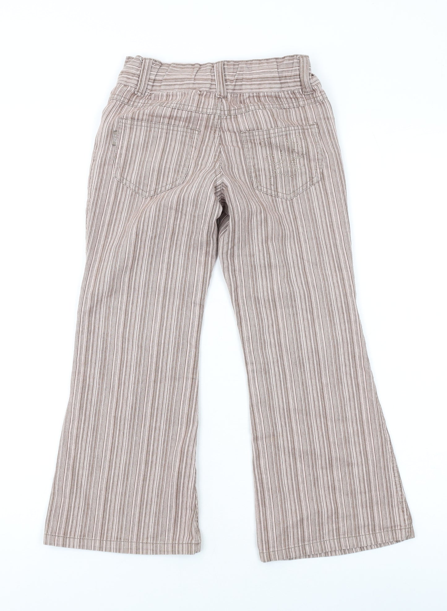 Pumpkin Patch Girls Pink Striped Cotton Dress Pants Trousers Size 7 Years L20 in Regular Zip - Embroidery