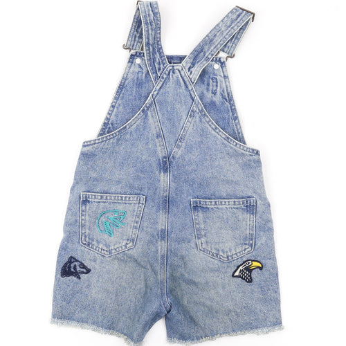 Marks and Spencer Girls Blue Cotton Dungaree Shorts Shorts Size 6-7 Years L3 in Regular - Harry Potter