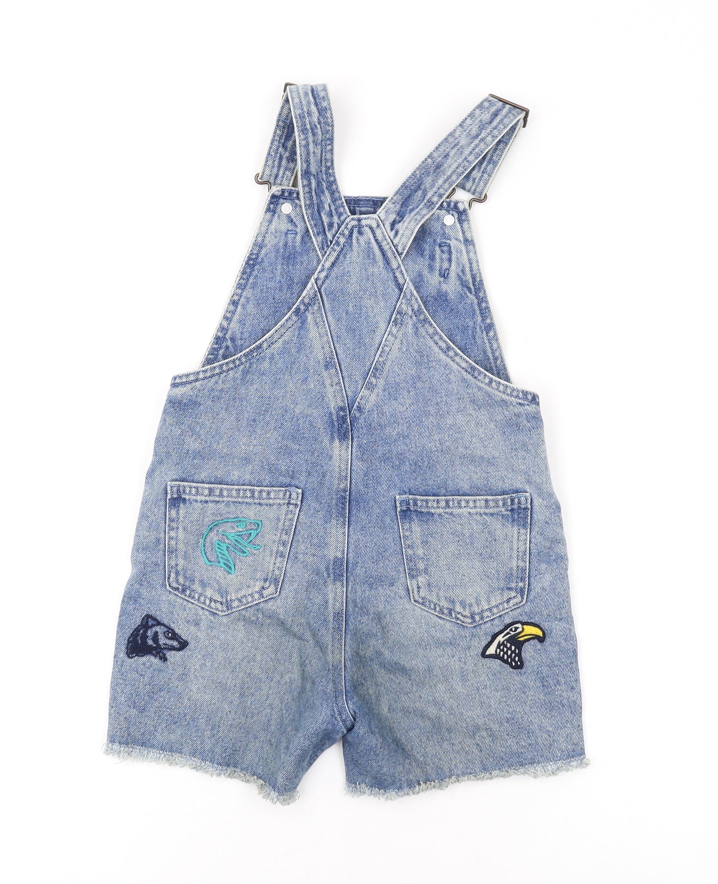 Marks and Spencer Girls Blue Cotton Dungaree Shorts Shorts Size 6-7 Years L3 in Regular - Harry Potter