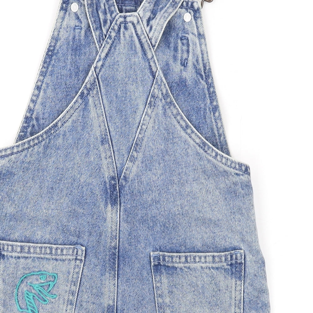 Marks and Spencer Girls Blue Cotton Dungaree Shorts Shorts Size 6-7 Years L3 in Regular - Harry Potter