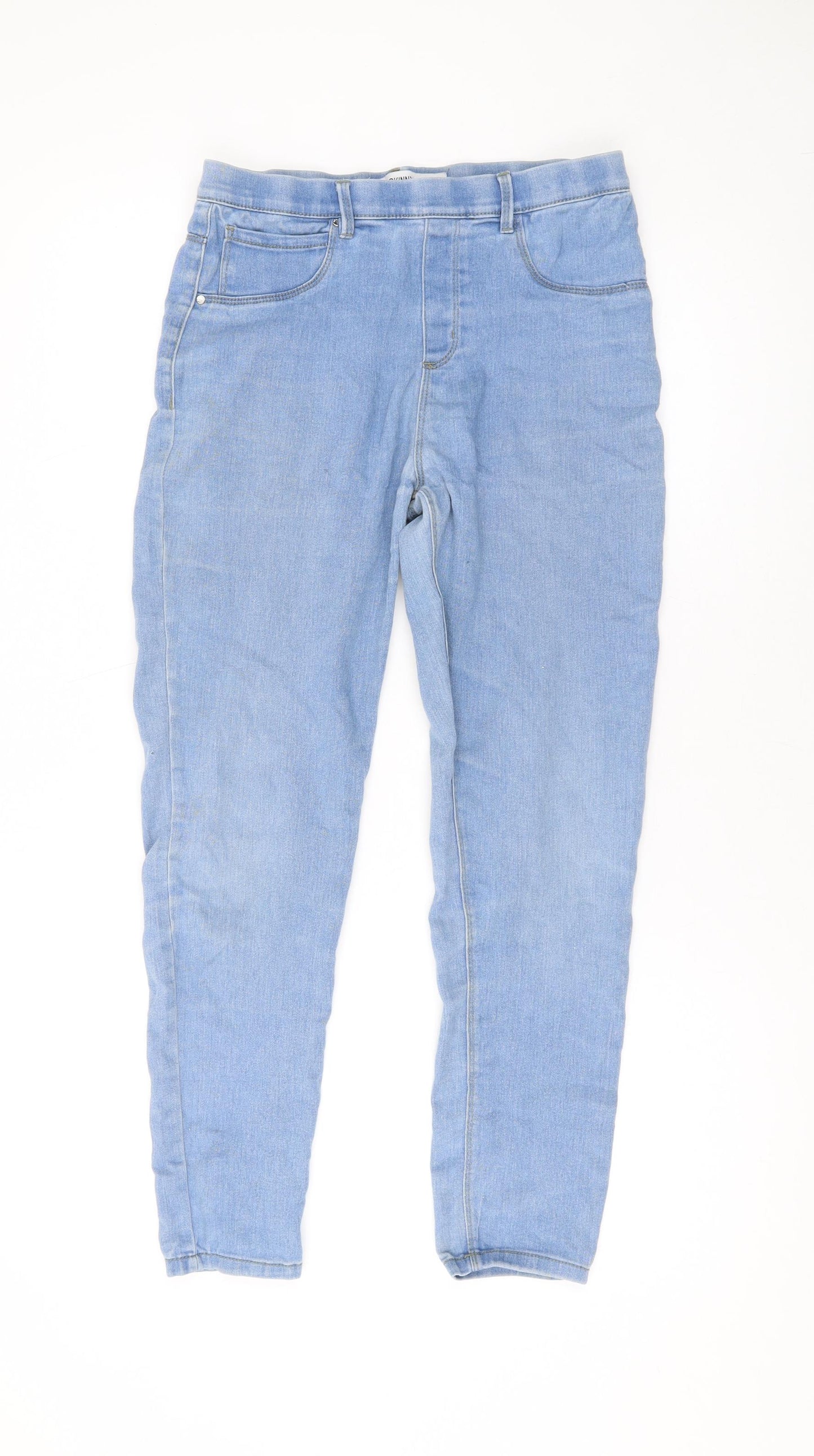 Denim & Co. Girls Blue Cotton Jegging Jeans Size 13-14 Years L25 in Regular Pullover