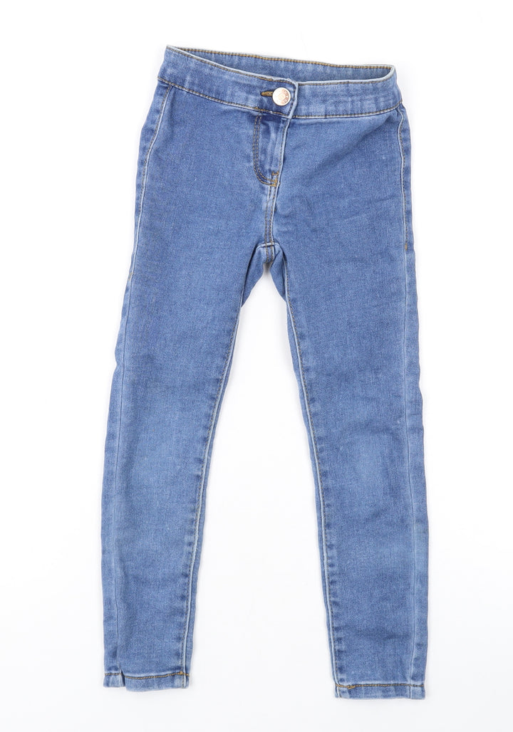 TU Girls Blue Cotton Jegging Jeans Size 6 Years Regular Button
