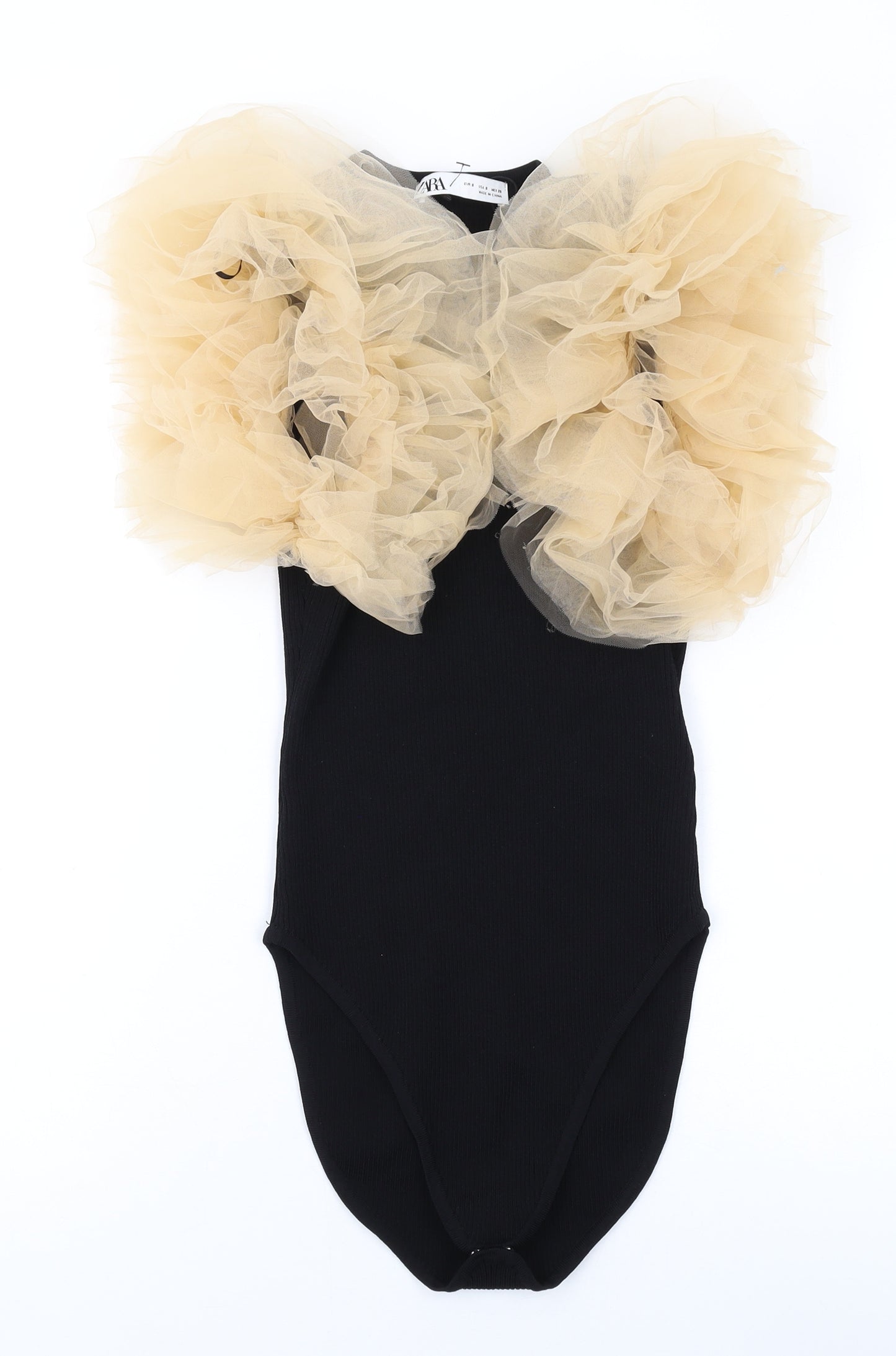 Zara Womens Black Nylon Bodysuit One-Piece Size S L9 in Snap