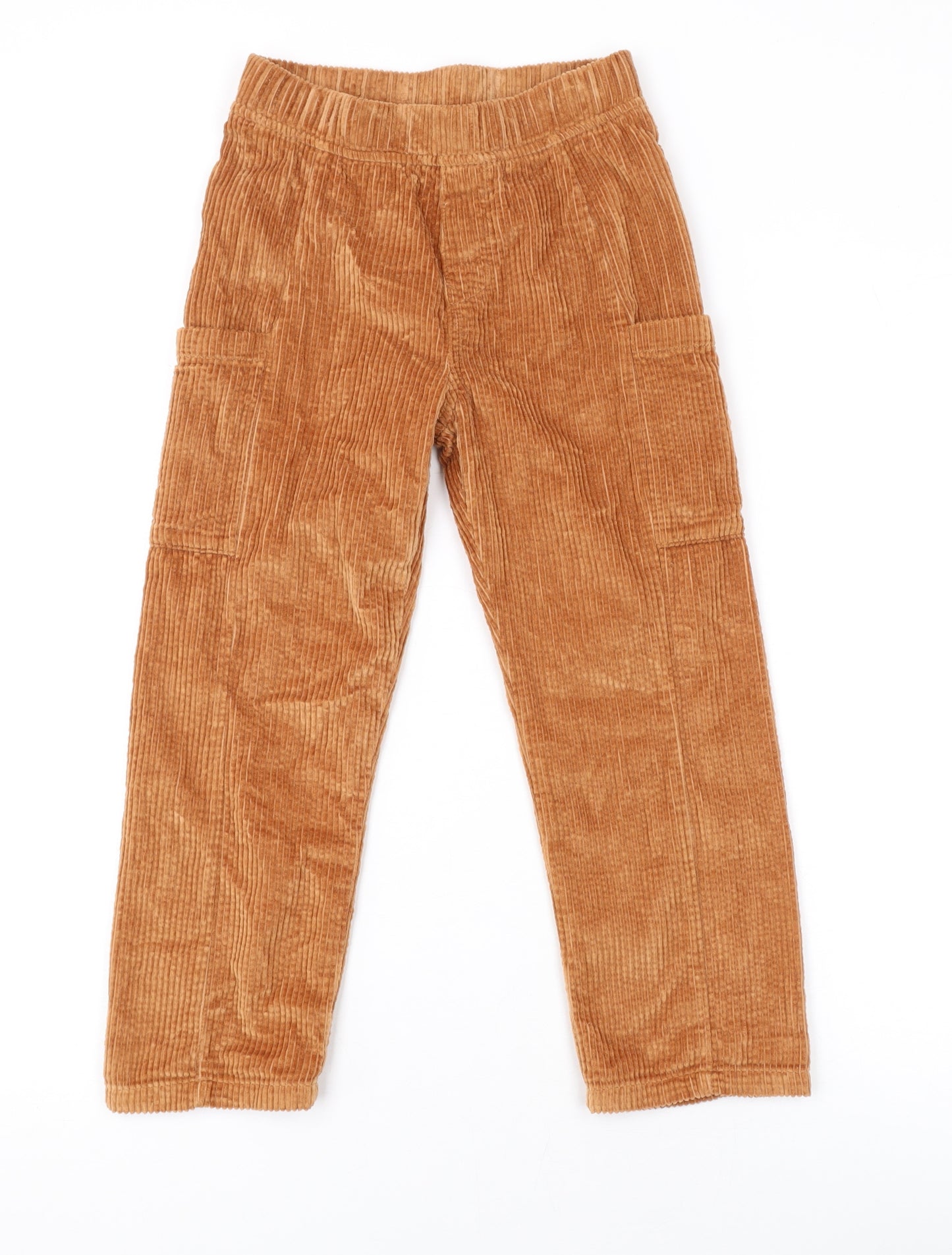 Marks and Spencer Boys Orange Cotton Cargo Trousers Size 6-7 Years Regular Pullover