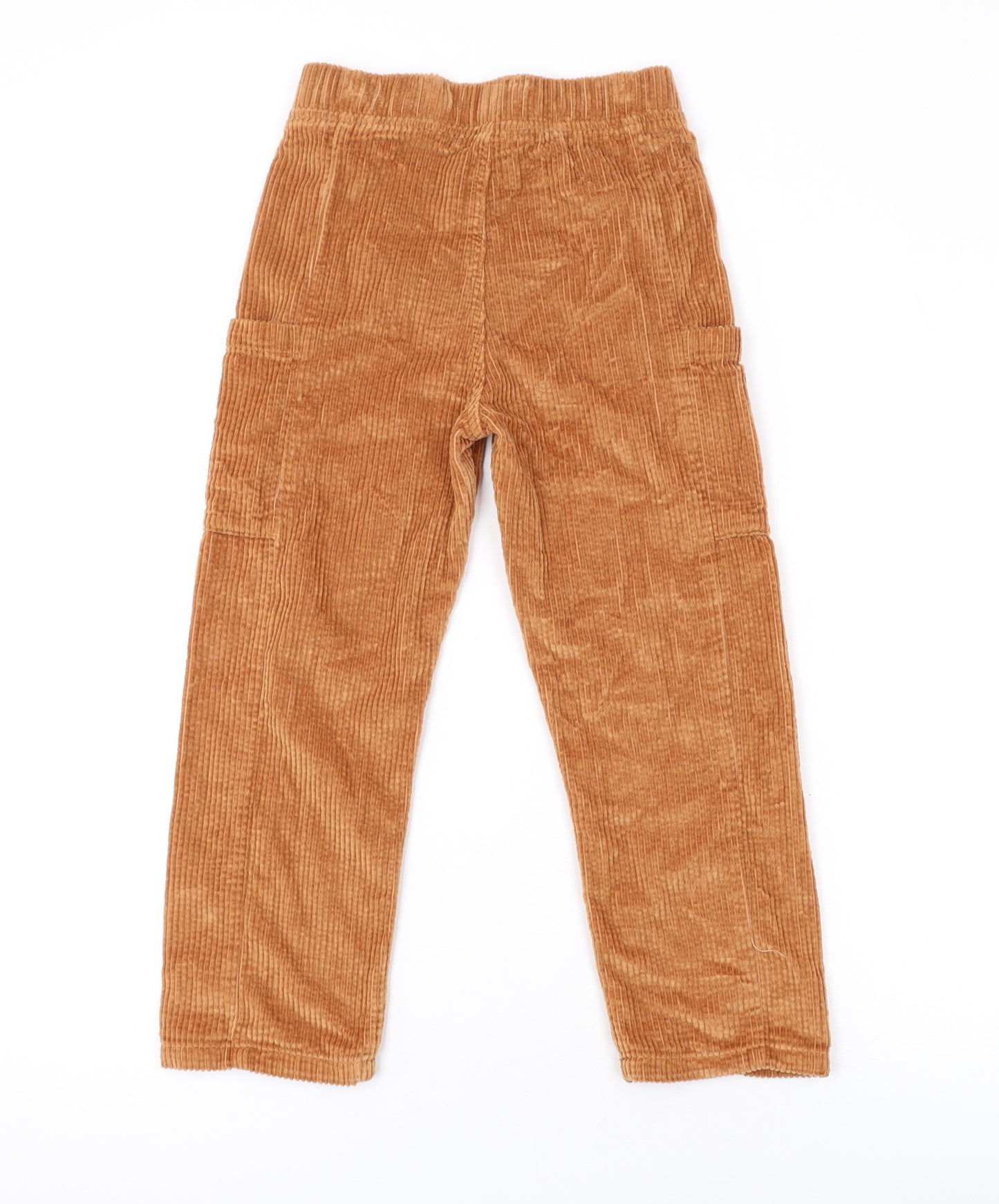 Marks and Spencer Boys Orange Cotton Cargo Trousers Size 6-7 Years Regular Pullover
