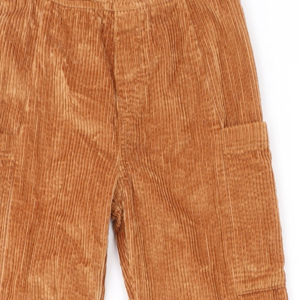 Marks and Spencer Boys Orange Cotton Cargo Trousers Size 6-7 Years Regular Pullover