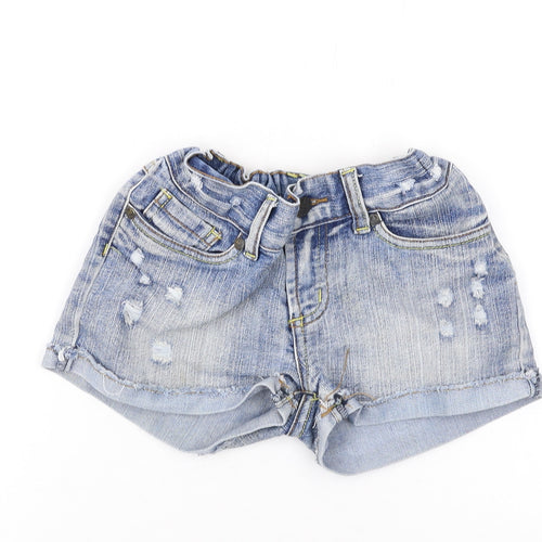Pumpkin Patch Girls Blue Cotton Hot Pants Shorts Size 7 Years Regular Zip