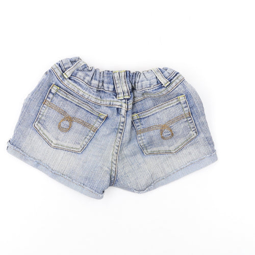 Pumpkin Patch Girls Blue Cotton Hot Pants Shorts Size 7 Years Regular Zip