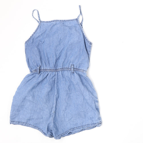 Nutmeg Girls Blue Cotton Playsuit One-Piece Size 8-9 Years Button