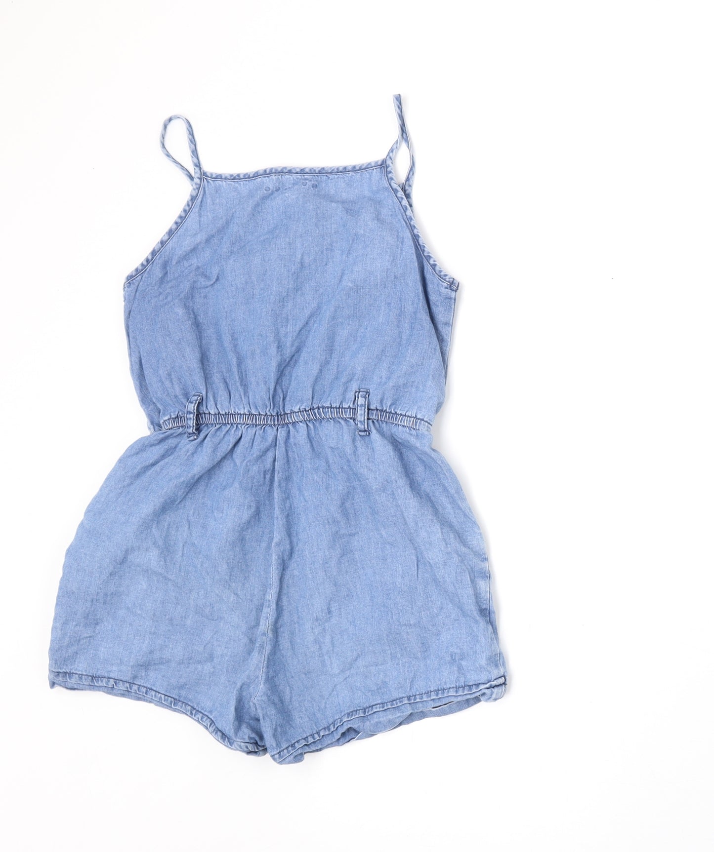 Nutmeg Girls Blue Cotton Playsuit One-Piece Size 8-9 Years Button