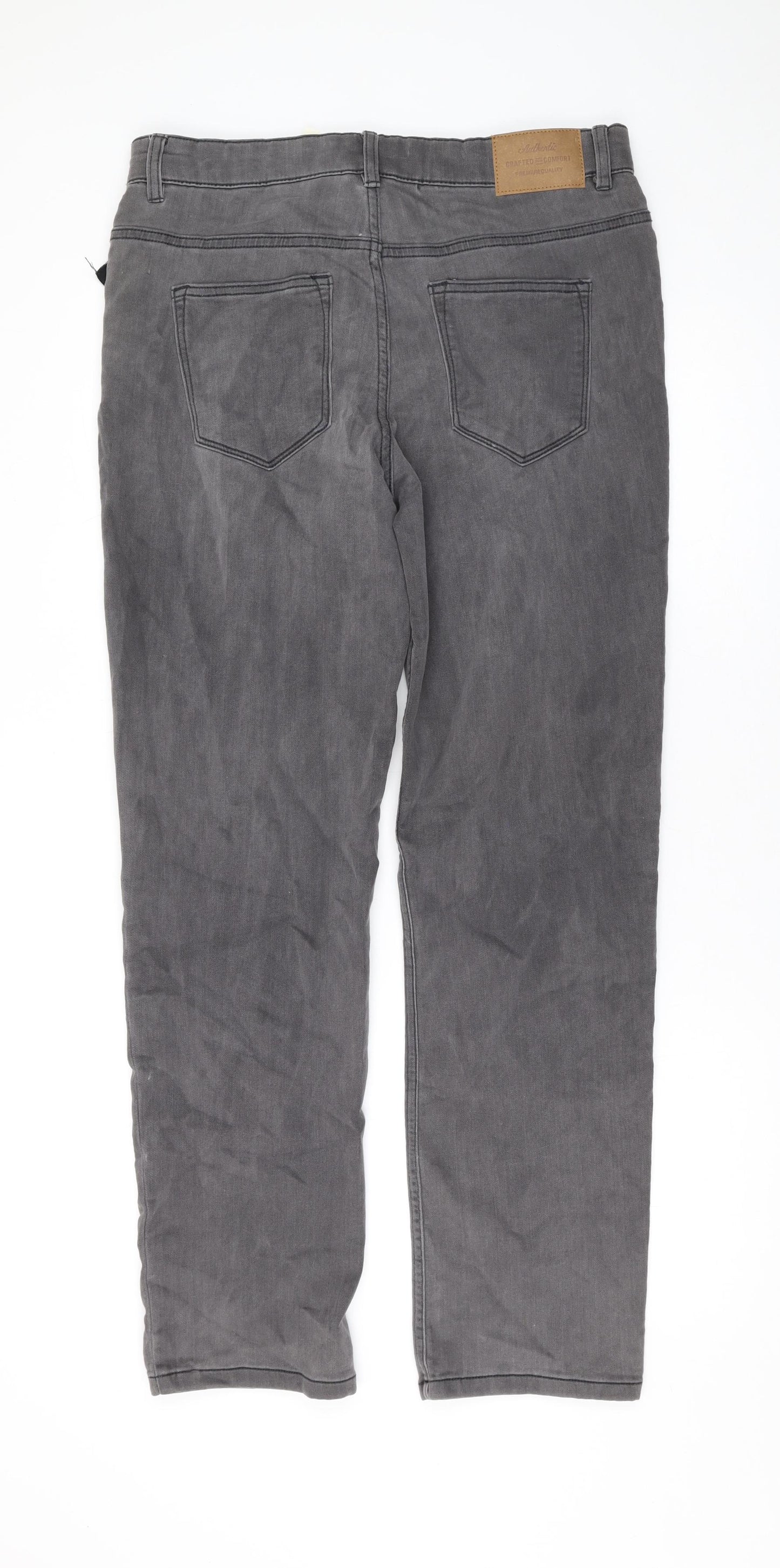 TU Mens Grey Cotton Straight Jeans Size 30 in L31 in Regular Zip