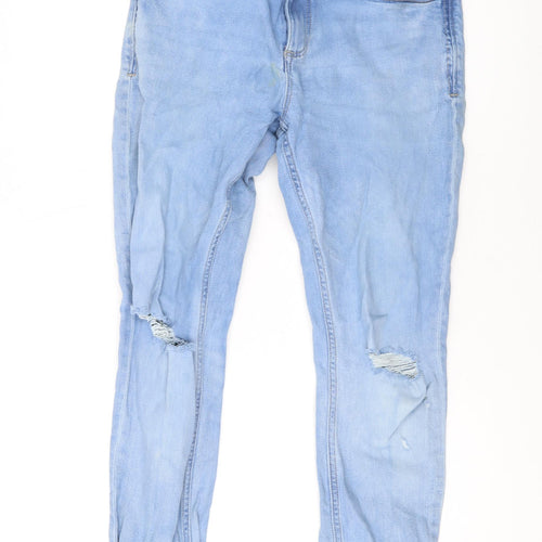 River Island Mens Blue Cotton Straight Jeans Size 30 in L32 in Regular Zip