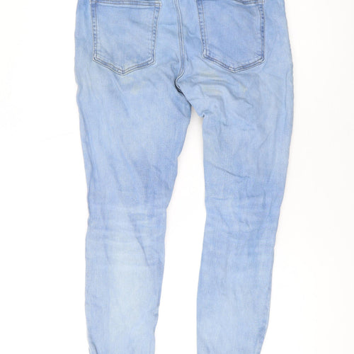 River Island Mens Blue Cotton Straight Jeans Size 30 in L32 in Regular Zip