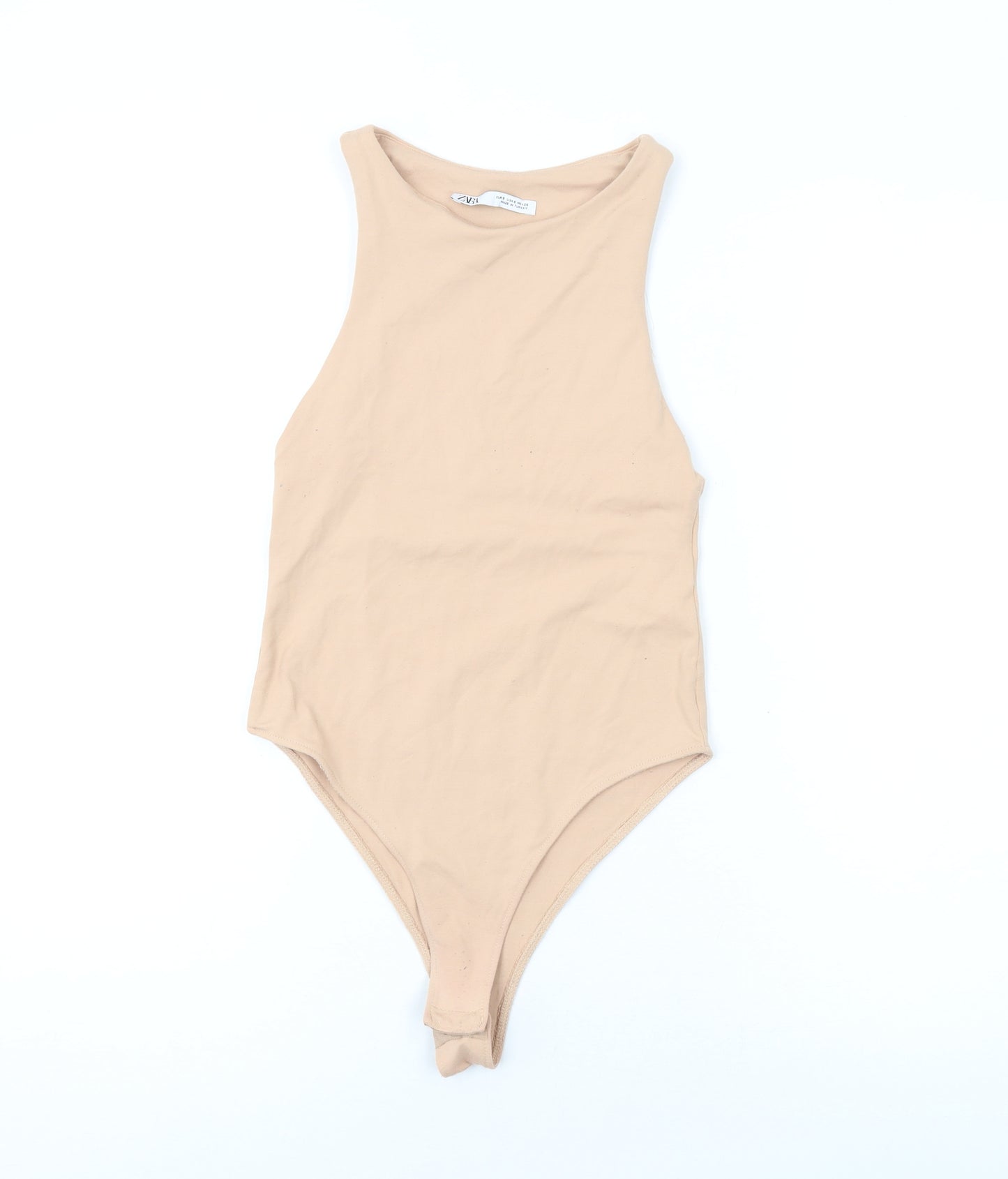 Zara Womens Pink Polyamide Bodysuit One-Piece Size S L10 in Snap